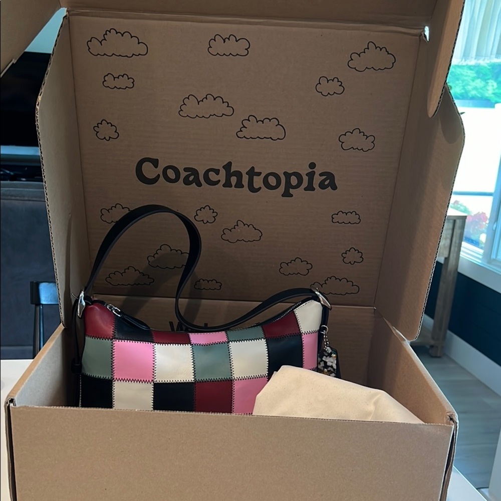 Coachtopia Alter/Ego Shoulder Bag in Multi Colored Checkerboard Design.